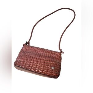 Vintage Etienne Aigner Woven Brown Crossbody Shoulder Bag Elegant Braided Strap